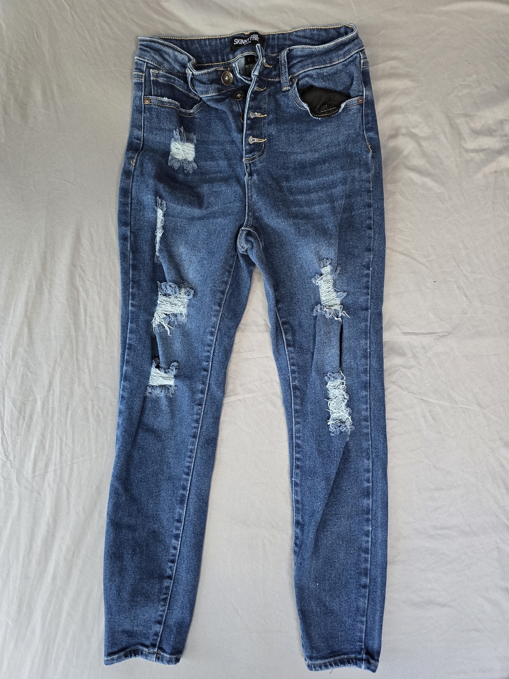 Skinny FRIES Distressed Women's Jeans - Dark Blue